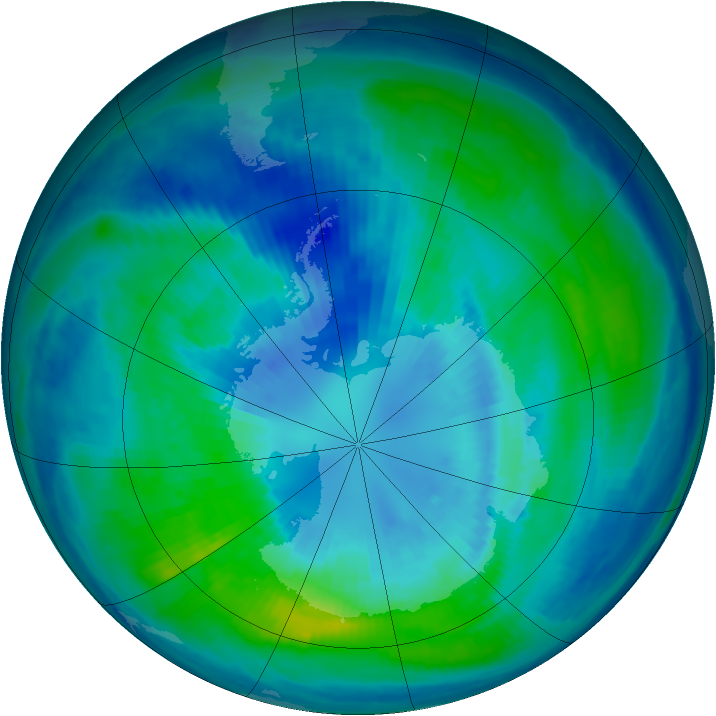 Antarctic ozone map for 02 April 1999